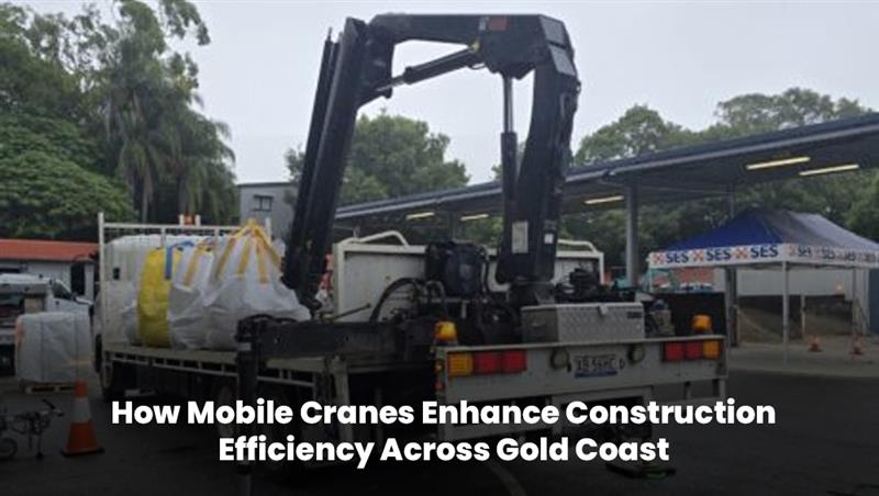 Mobile crane lifting materials at a construction site on the Gold Coast