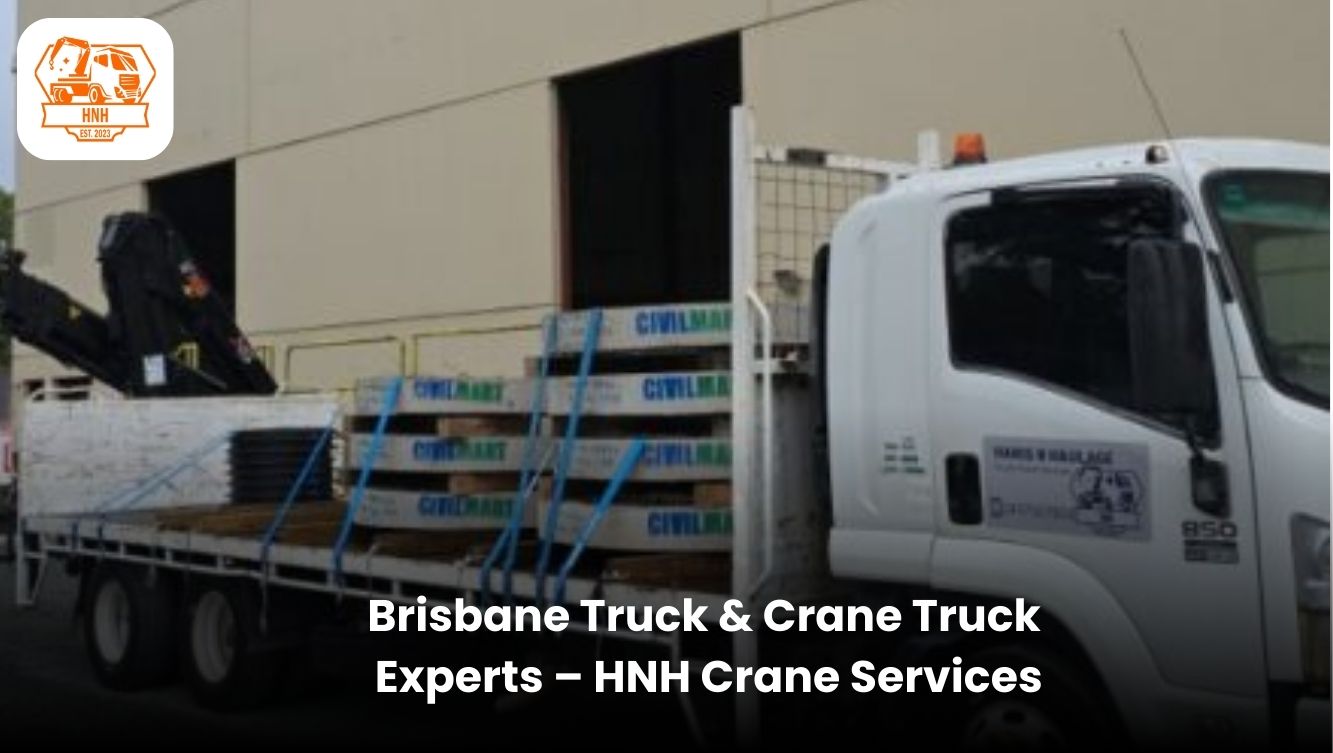 Brisbane crane truck lifting heavy load by HNH Crane Services